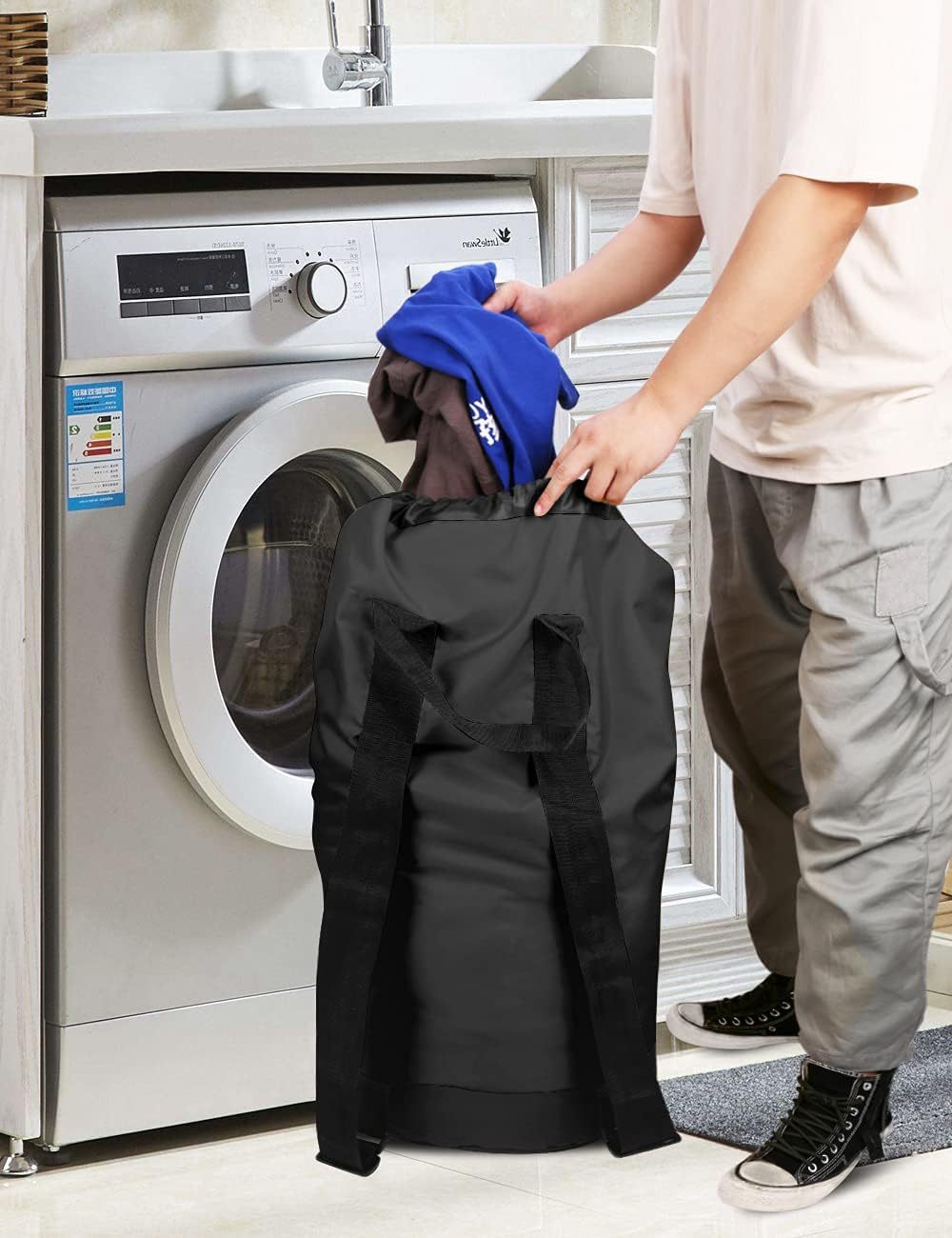 Oxford Cloth Drawstring Large Laundry Carrier