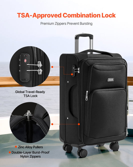 Premium 24" Softsided Expandable, Spinner Wheels, Checked Medium Luggage, TSA Lock