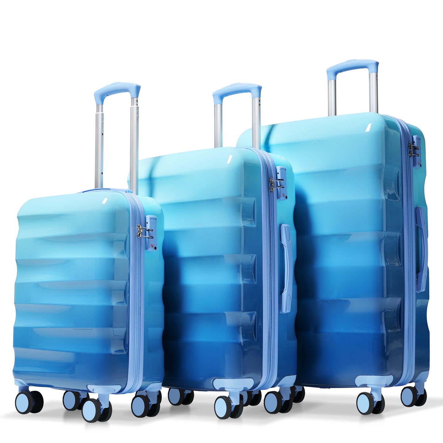 Hard Shell Expandable Suitcase 3-Piece Set With Spinner Wheels And TSA Locking
