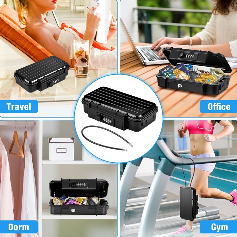 Portable Safe Box Combination Security Case Travel With Code Waterproof Lockbox