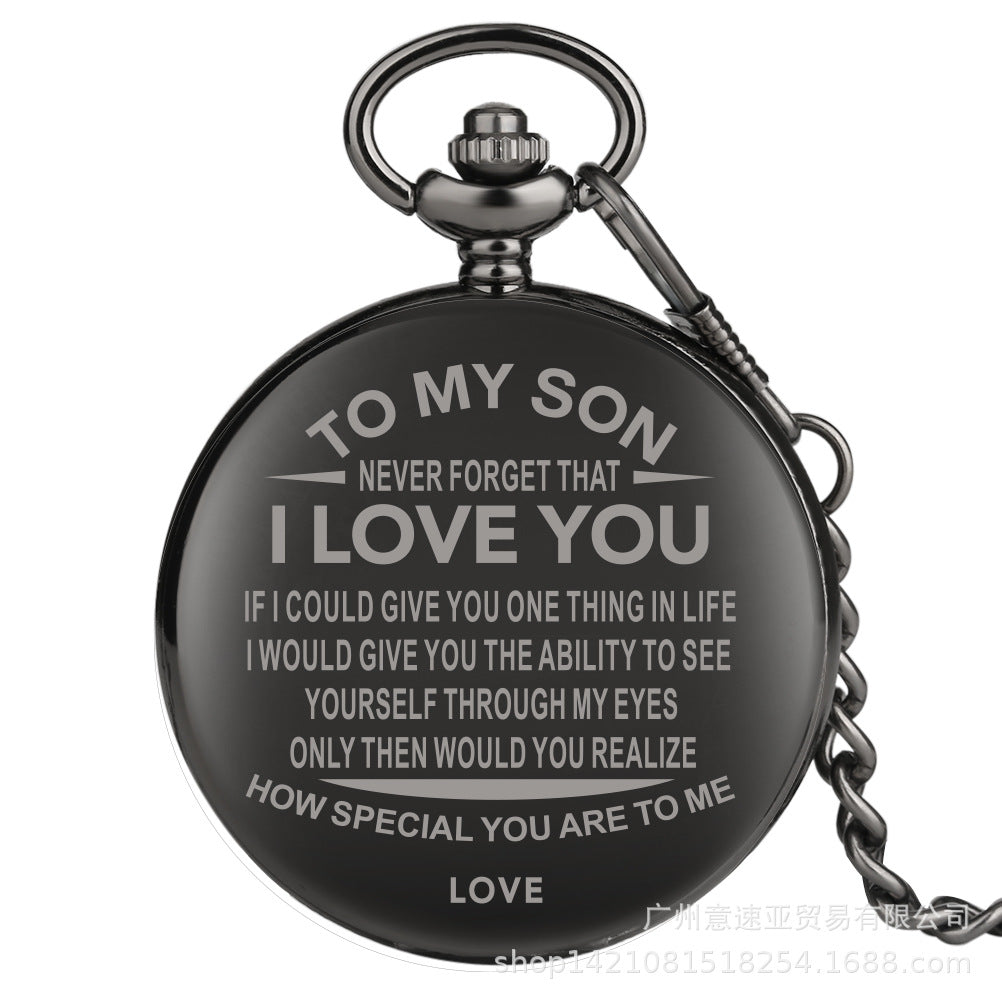 Vintage Commemorative Parent to Son Quartz Pocket Watch