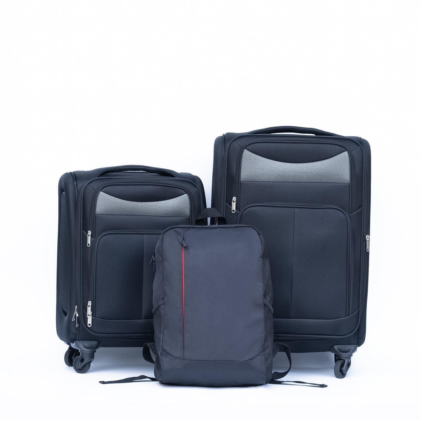 ON-THE-GO Two-piece Suitcase Set; 20" 24" with FREE Matching Backpack;  BLACK