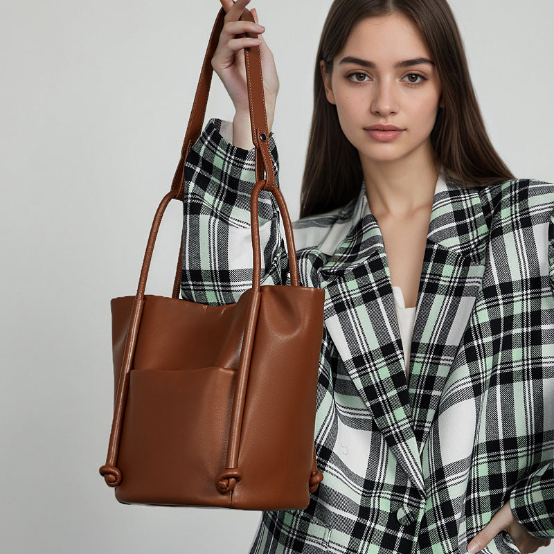 Vincent Premium Soft Genuine Leather Large Capacity Tote Bag