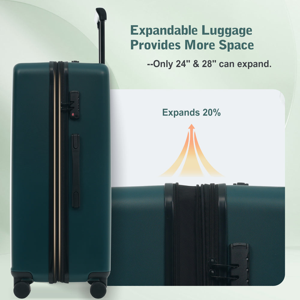 ESCAPE SERIES 5-Piece Luggage Set With Front Opening, Hard Side Expandable Carry On Suitcase Double Spinner Wheels, Lightweight Travel Luggage With USB Port, TSA Locks  20  24  28
