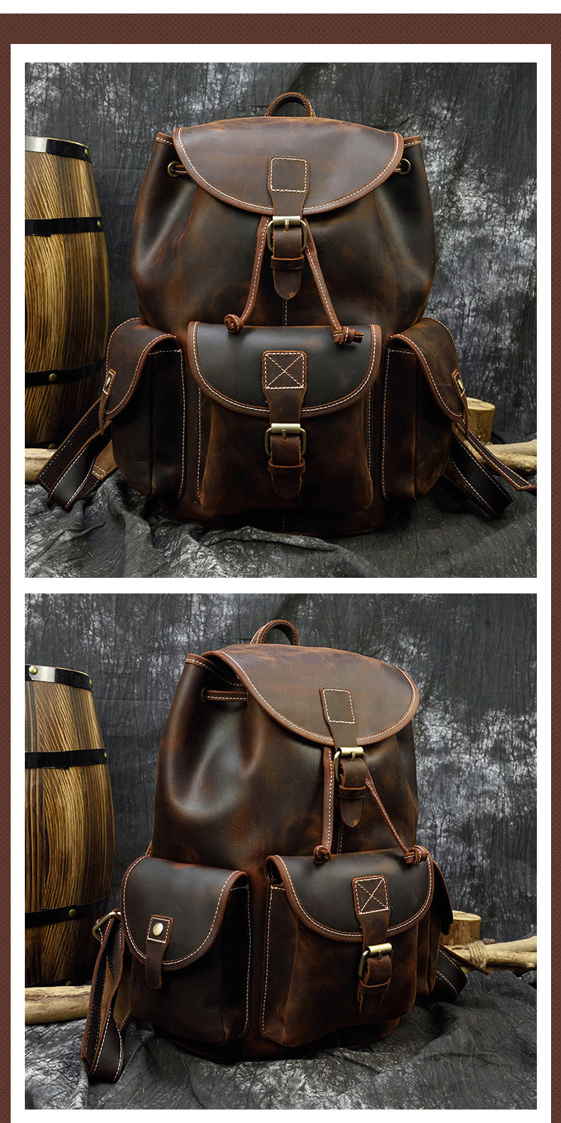 Retro Cowhide Casual Backpack