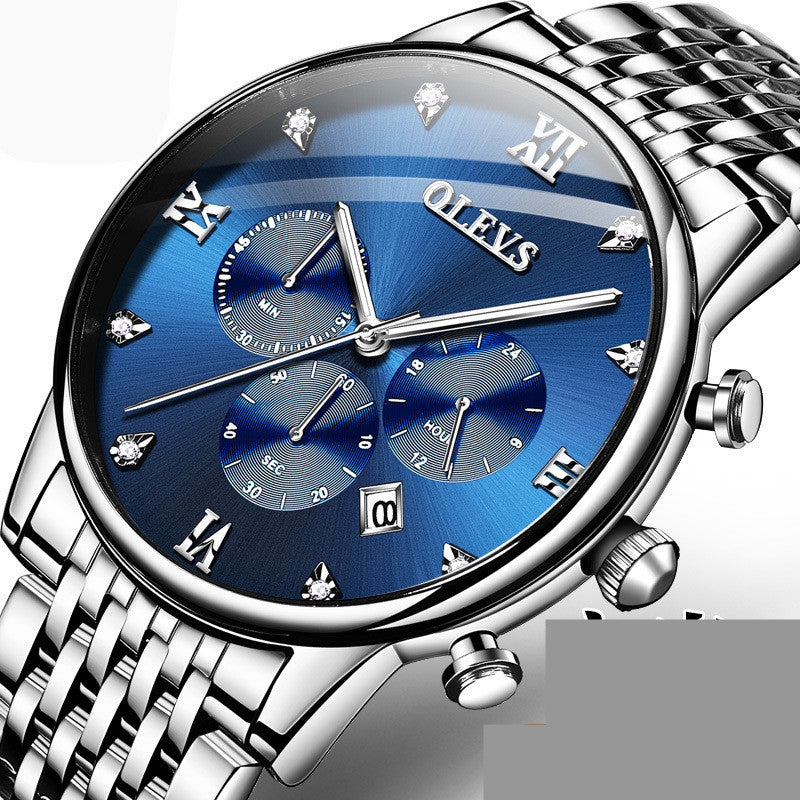 OLEVS Multi-function Chronograph Quartz Watch Night Light Waterproof