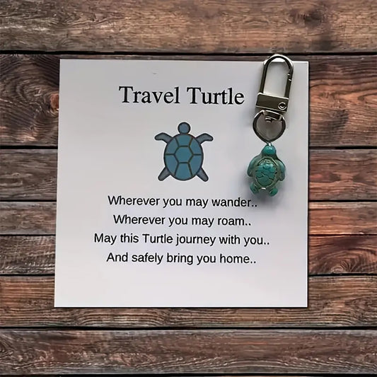 Travel Turtle Turquoise Decorative Bag Pendant