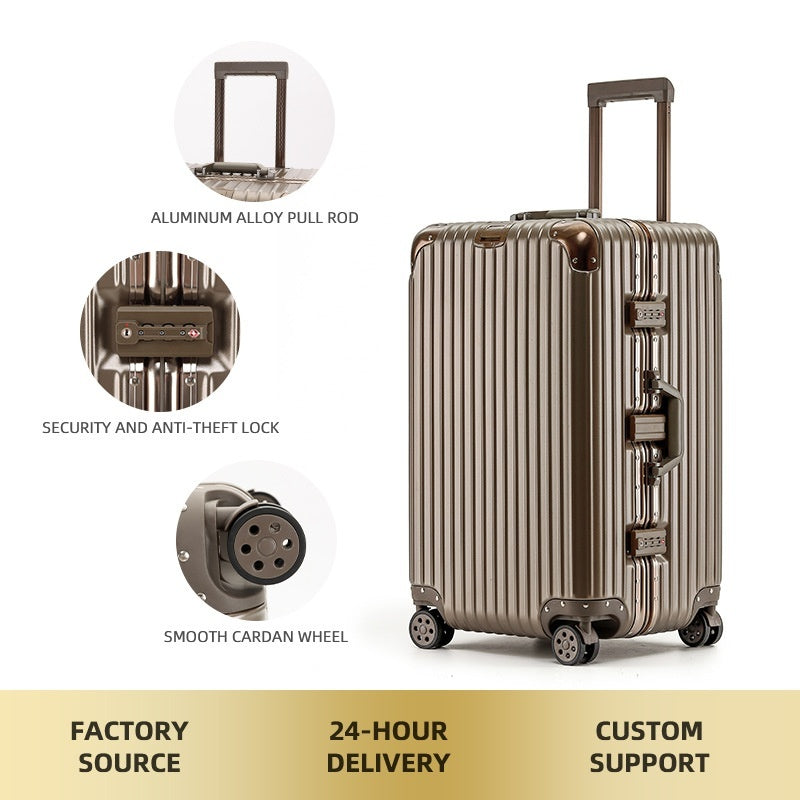 Exceptional Extra-large Capacity 20" Aluminum-frame Hard Shell Suitcase; No Zip