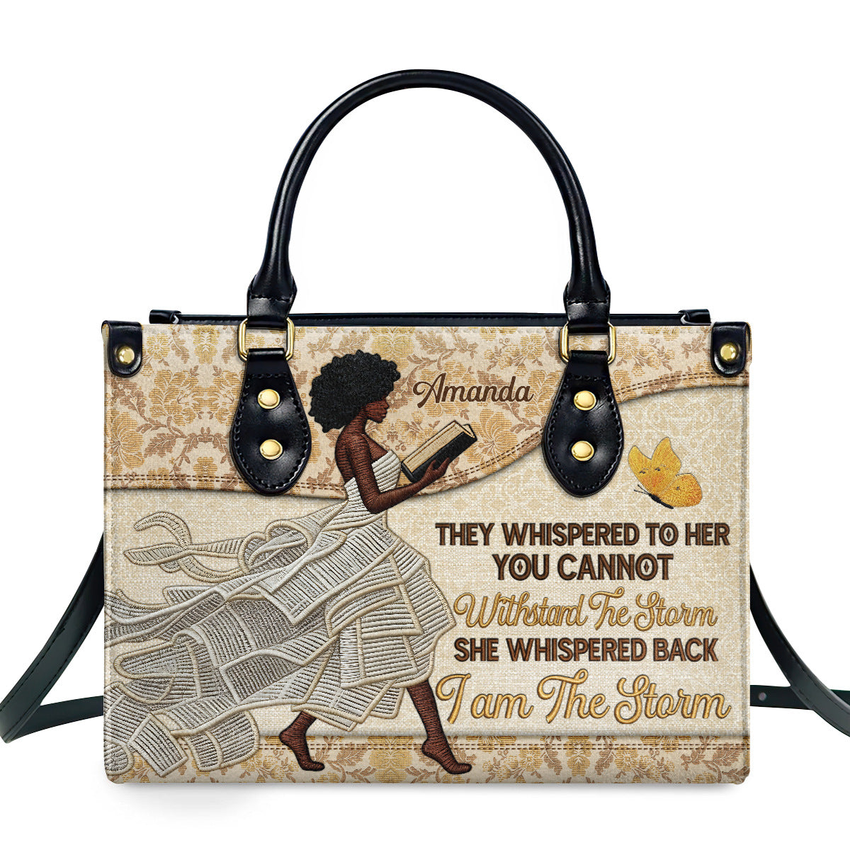 African Girl printed leather single-shoulder bag for commuting and casual use