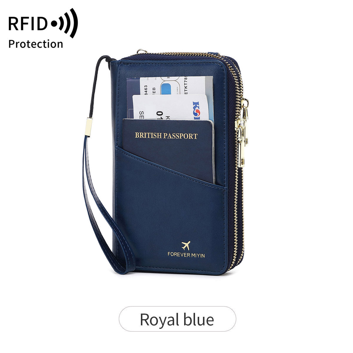 RFID Multi-functional Double Zipper Storage Crossbody Wallet