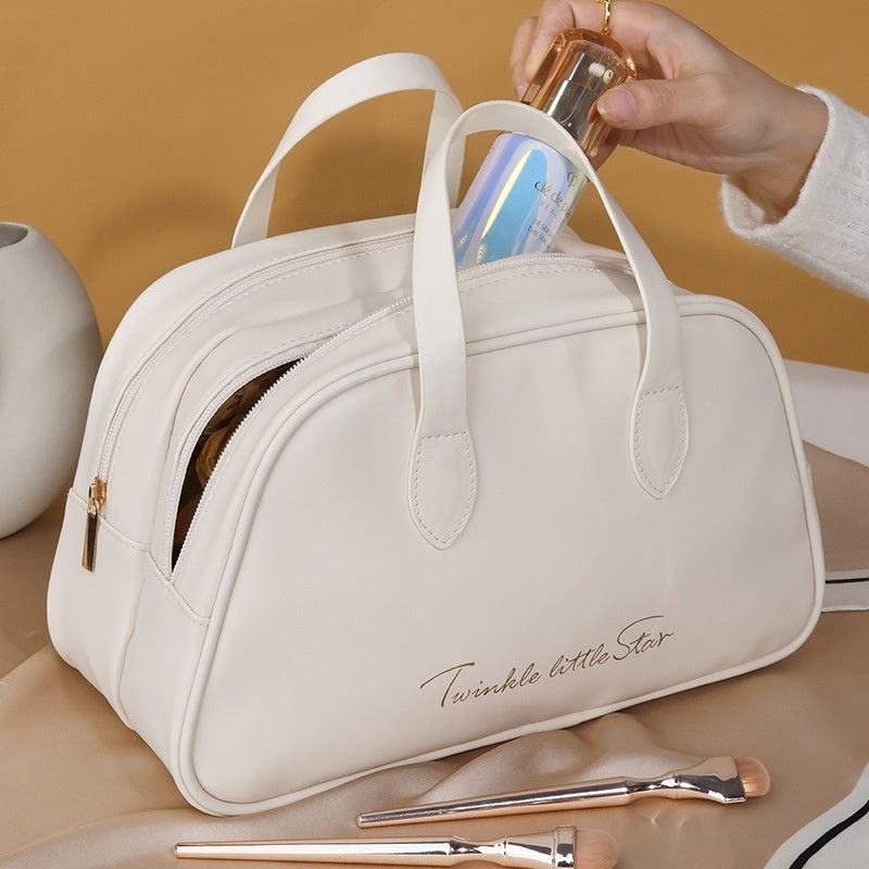 Exceptional Leather Large Capacity Travel Toiletry Bag