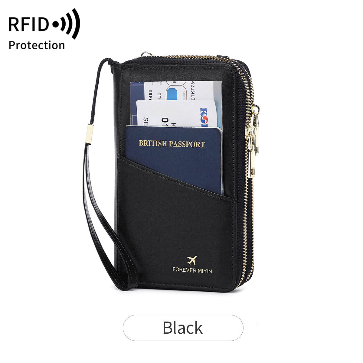 RFID Multi-functional Double Zipper Storage Crossbody Wallet