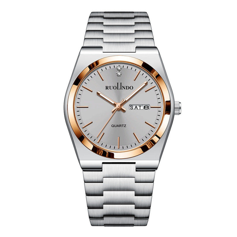 RUOLINDO Ultra-thin Butterfly-clasp Steel-band Quartz Men's Watch