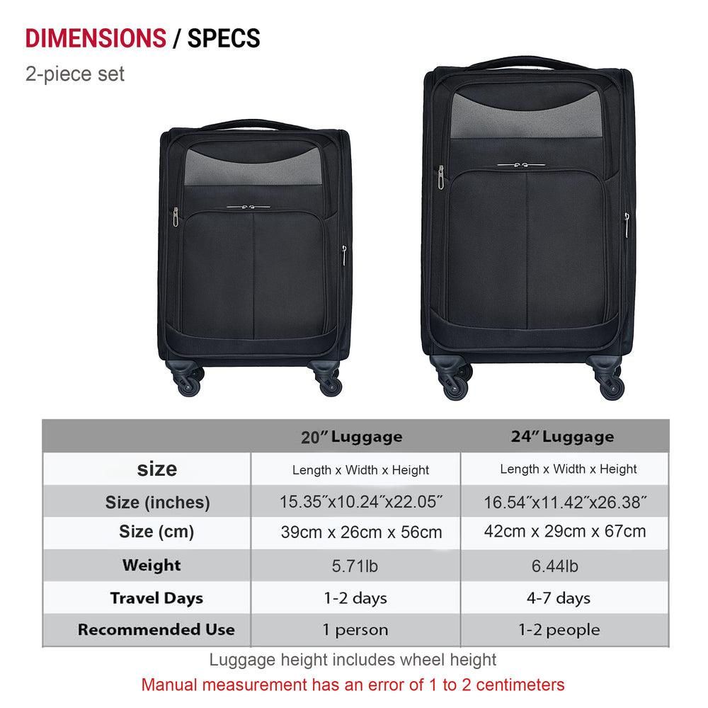 FLIGHT CREW ELITE 20" 24"  Two-piece Suitcase Set Universal Wheel BLACK
