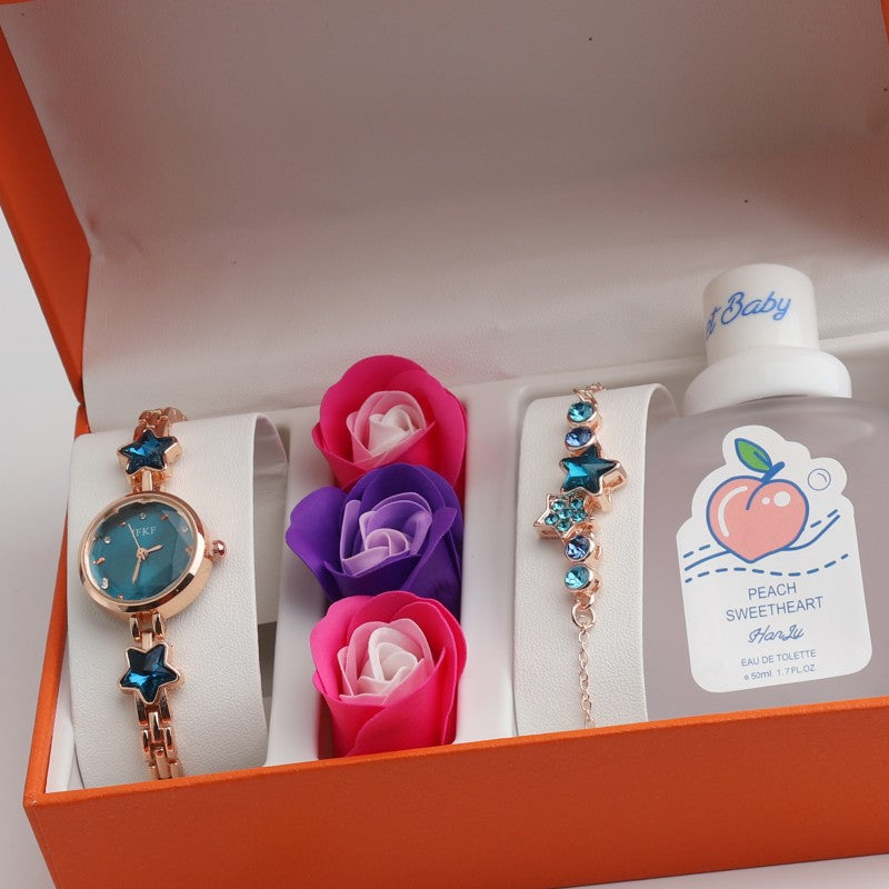 Valentine's Day Fine Gifts Women's Rose Gift Box Watch Bracelet Perfume