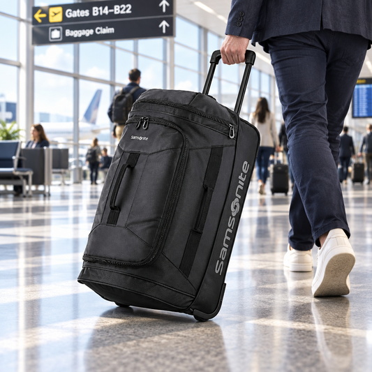 SAMSONITE ANDANTE 2 Wheeled Rolling Duffel Bag All Black 22-Inch