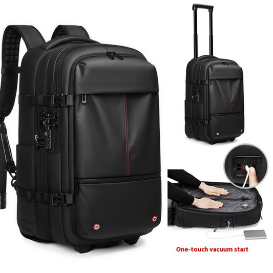 UNIVERSITY CITY Vacuum Expandable Trolley Backpack Large Capacity Scalable Business Travel Bag