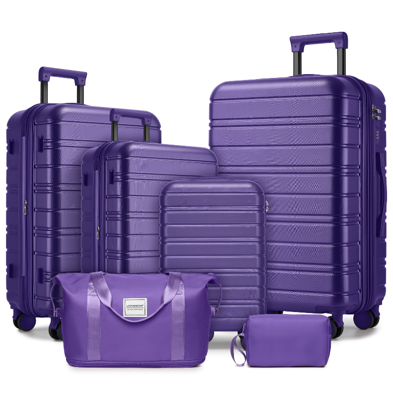 PURPLE PASSION Luggage Sets 6 Piece With Duffel Bags, Hardside Expandable Suitcases With Spinner Wheels