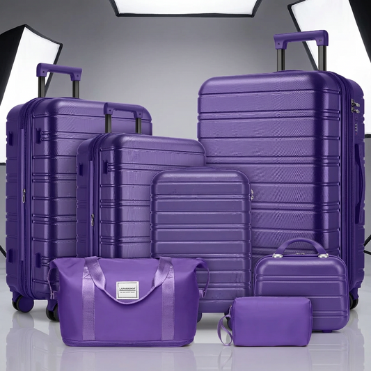 PURPLE PASSION Luggage Sets 6 Piece With Duffel Bags, Hardside Expandable Suitcases With Spinner Wheels
