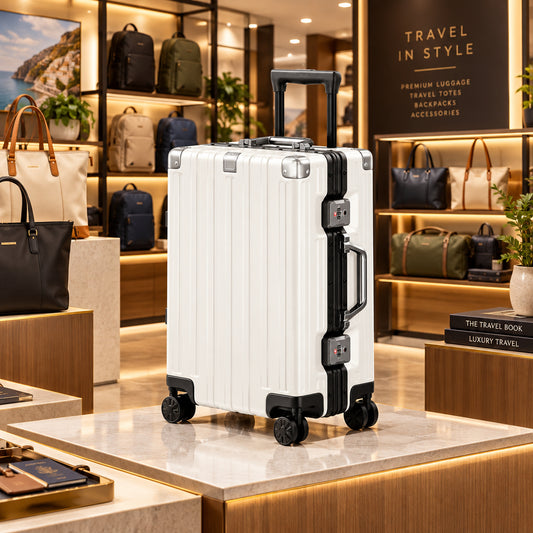 Krute Carry On Luggage Noble TSA Airline Approved Suitcase with Spinner Wheels 20 Inch White