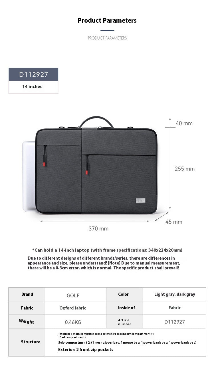 GOLF 14-inch Lightweight Shockproof Laptop Bag