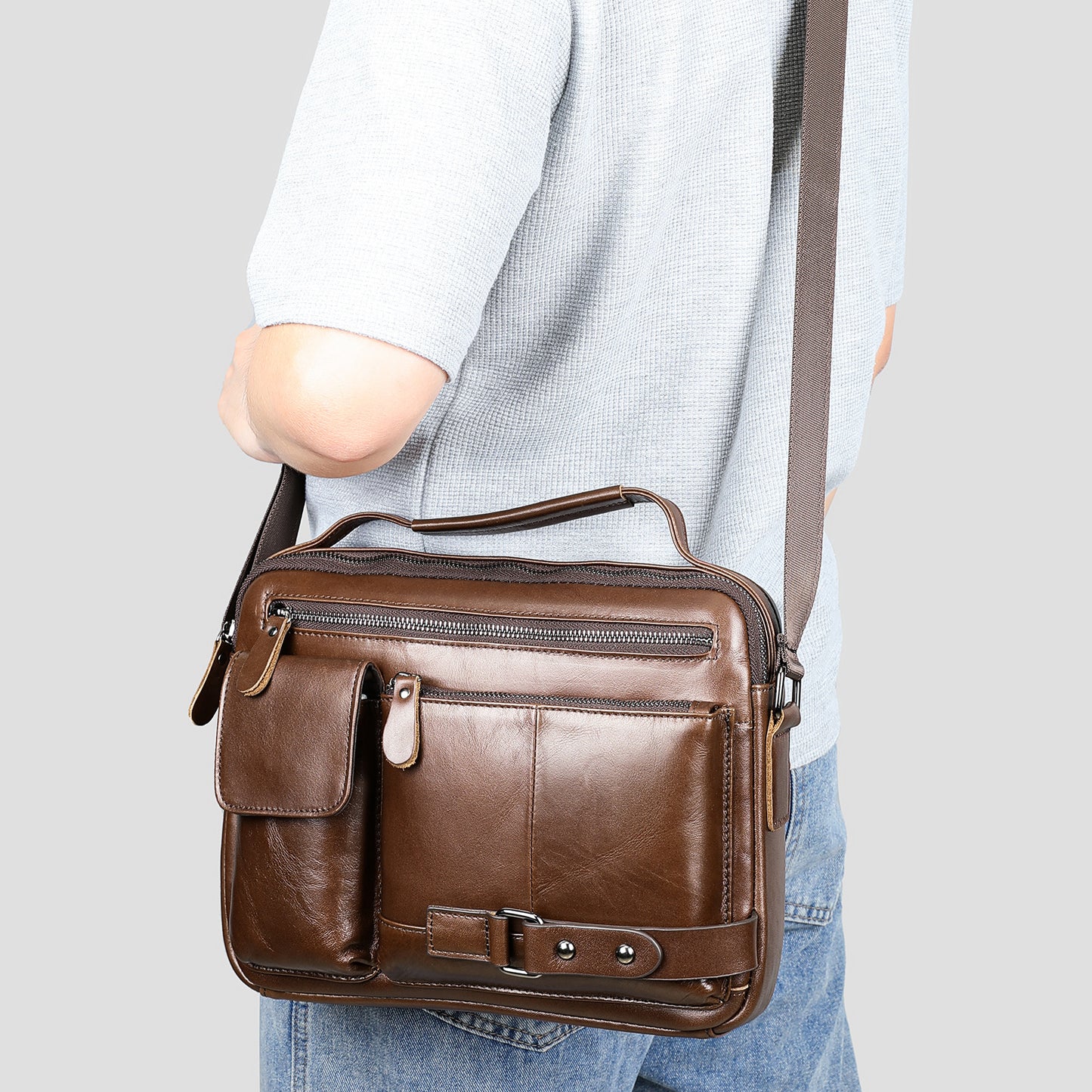 Genuine Leather Business Commuter Travel Bag