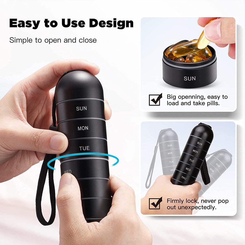 Metal Pill Weekly Waterproof Travel Pill Box
