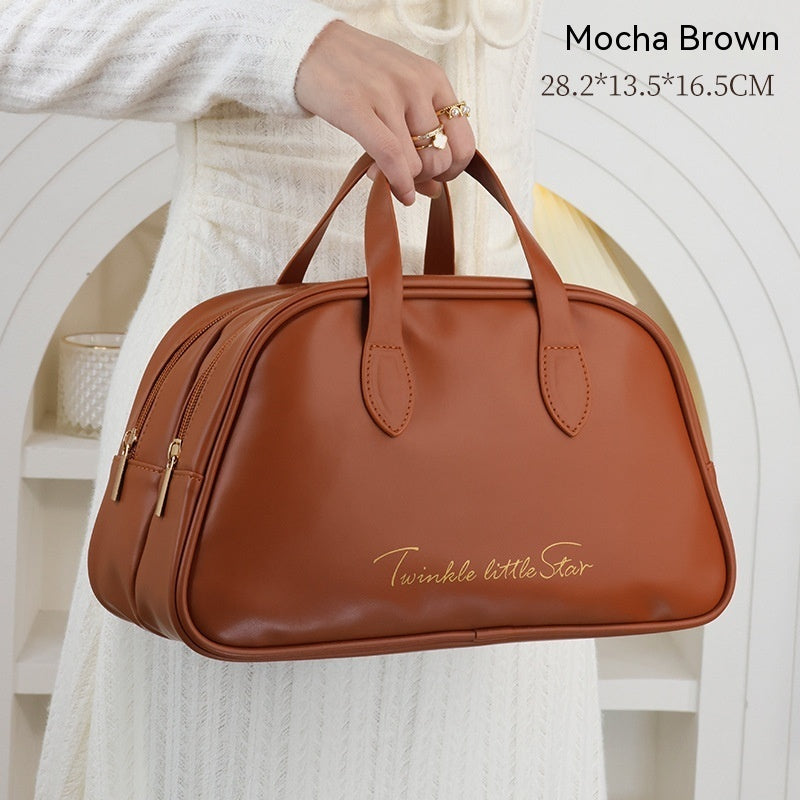 Exceptional Leather Large Capacity Travel Toiletry Bag