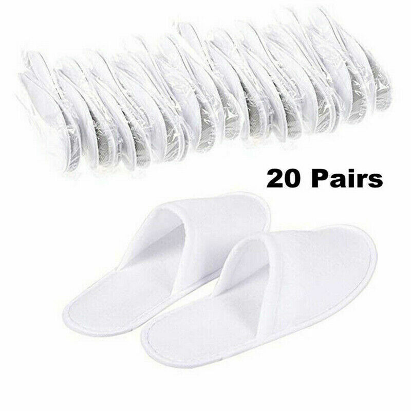 SPA DAY - Disposable Terry Cloth Slippers For Spa Hotel Guests, Closed Toe Bulk (20) Pack