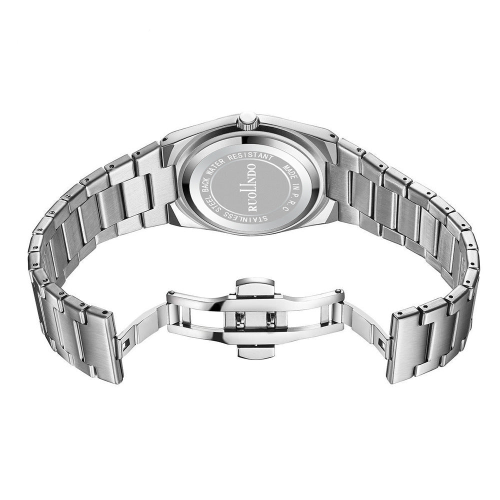RUOLINDO Ultra-thin Butterfly-clasp Steel-band Quartz Men's Watch