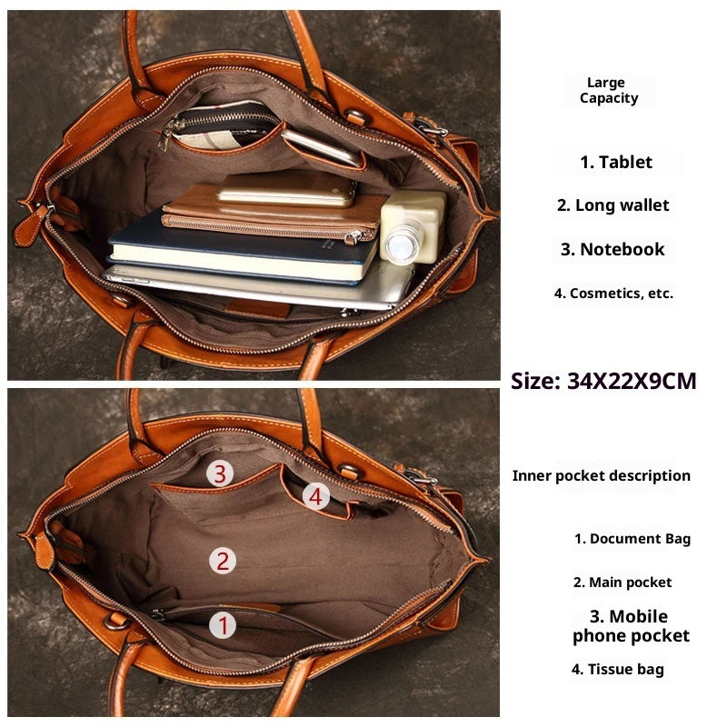 Genuine Leather Dumpling Satchel Casual Zip Handbag