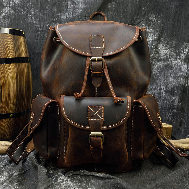 Retro Cowhide Casual Backpack