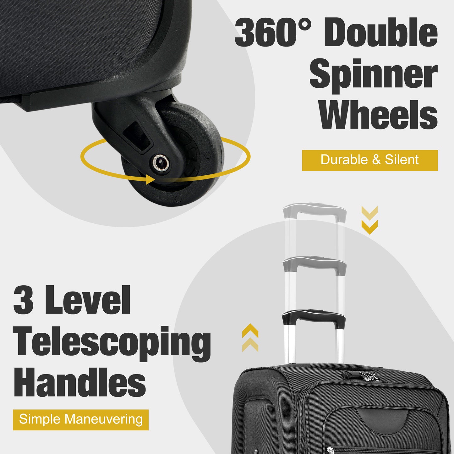 DESTINATION 5 Piece COMBO Set with Duffel Bag-22" 26" 30"