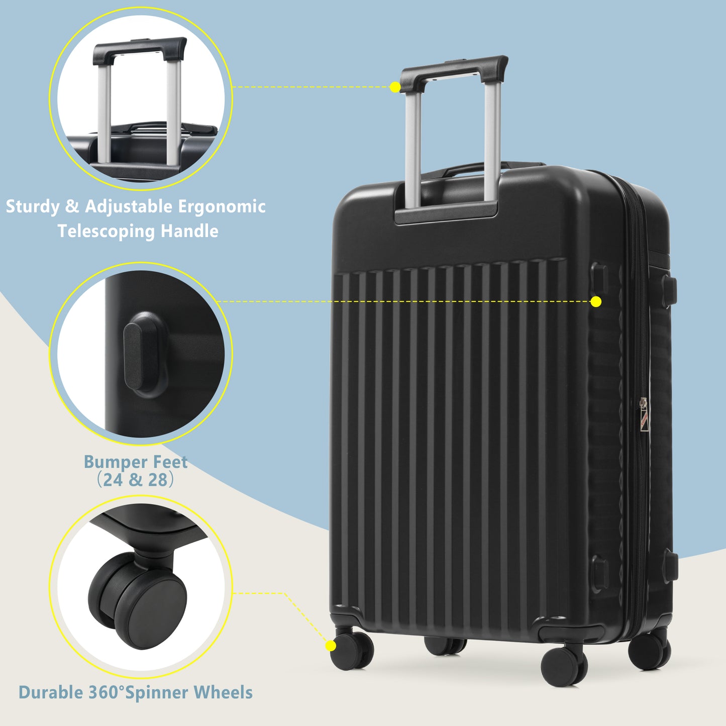 GETAWAY FAMILY 5 Piece, Hard Side Suitcase , Expandable Luggage With Travel Bags Spinner Wheels TSA Lock